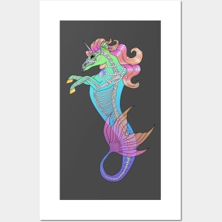 Sea Unicorn (neon) Posters and Art